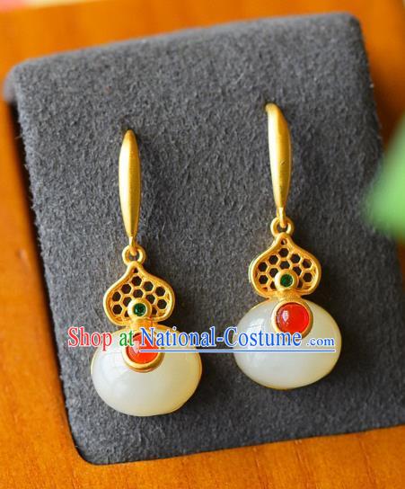 China Traditional Ear Jewelry Accessories Classical Cheongsam Jade Gourd Earrings