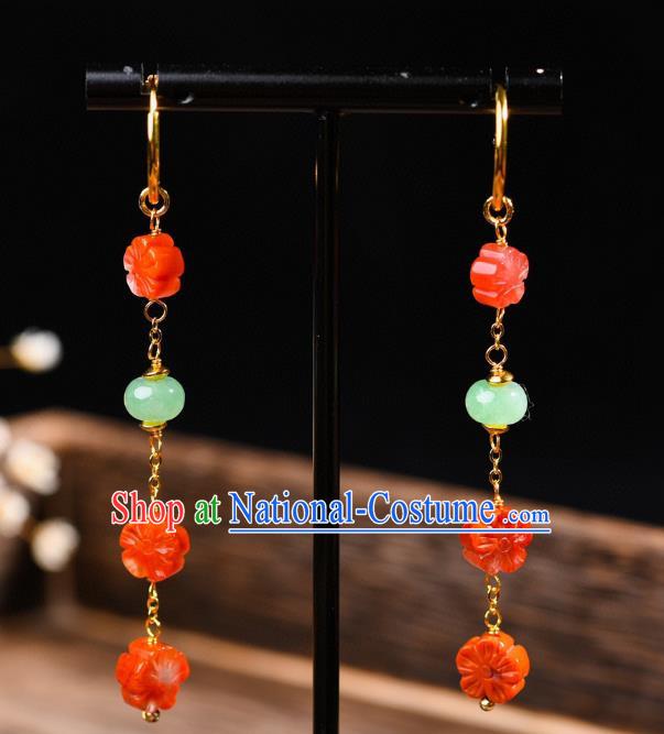 China Traditional Ear Jewelry Accessories Classical Cheongsam Agate Plum Blossom Earrings