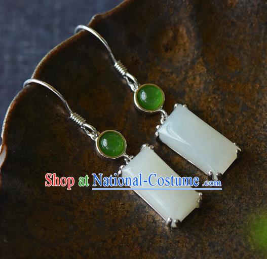 China Classical Cheongsam Earrings Traditional Jade Ear Jewelry Accessories