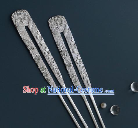 China Handmade Hair Accessories Tang Dynasty Empress Hair Stick Traditional Silver Hairpin