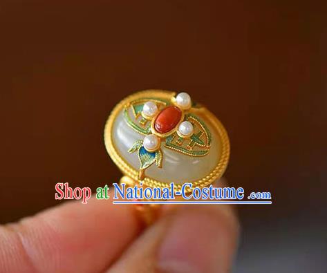 China Ancient Princess Jade Ring Jewelry Traditional Handmade Circlet Accessories