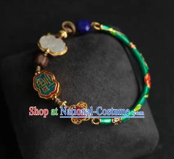 China Handmade Cloisonne Bracelet Traditional Jewelry Accessories National Lotus Seedpod Tassel Bangle