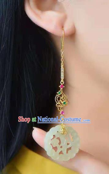 Handmade China Wedding Ear National Jewelry Accessories Traditional Cheongsam Crystal Jade Earrings