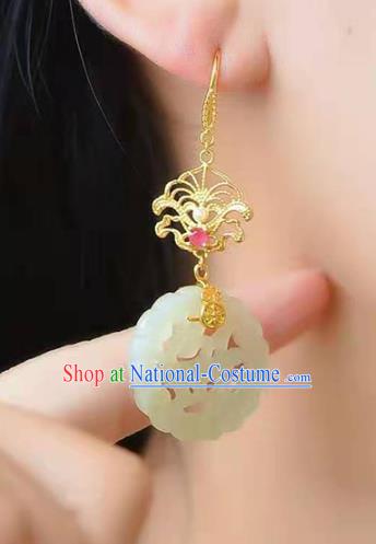 Handmade China Wedding Jade Ear National Jewelry Accessories Traditional Cheongsam Earrings