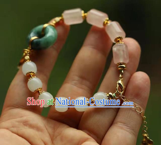 China Handmade Golden Lotus Seedpod Tassel Bracelet Traditional Jewelry Accessories National Jadeite Bangle