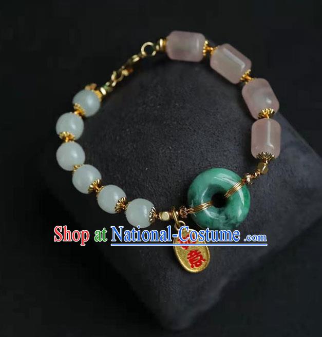 China Handmade Golden Lotus Seedpod Tassel Bracelet Traditional Jewelry Accessories National Jadeite Bangle