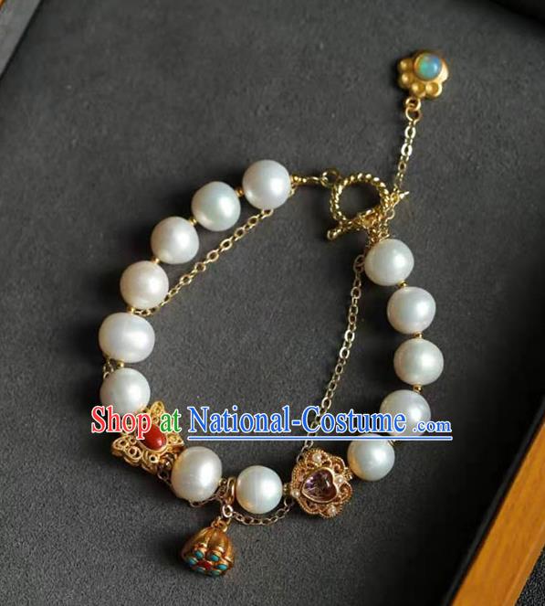 China Handmade Amethyst Bracelet Traditional Jewelry Accessories National Pearls Bangle