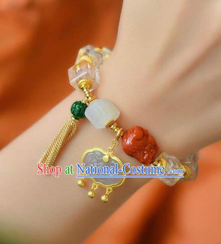 China Handmade Agate Jade Bracelet Traditional Jewelry Accessories National Crystal Bangle