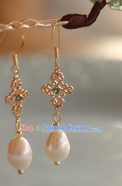 China Traditional Beryl Ear Jewelry Accessories Handmade Cheongsam Pearls Earrings