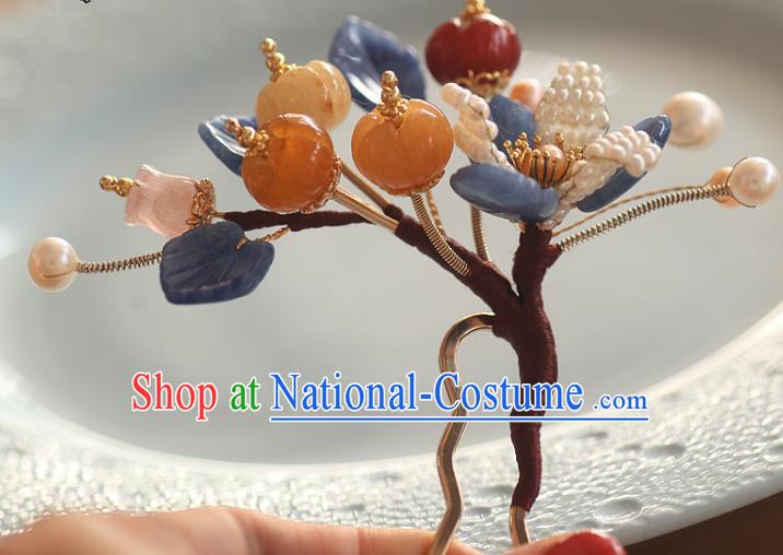 China Song Dynasty Ceregat Hairpin Handmade Hair Accessories Traditional Ancient Princess Pearls Hair Stick