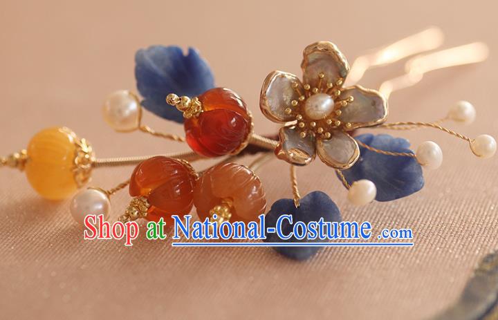 China Song Dynasty Shell Plum Hairpin Handmade Hair Accessories Traditional Ancient Princess Hair Stick