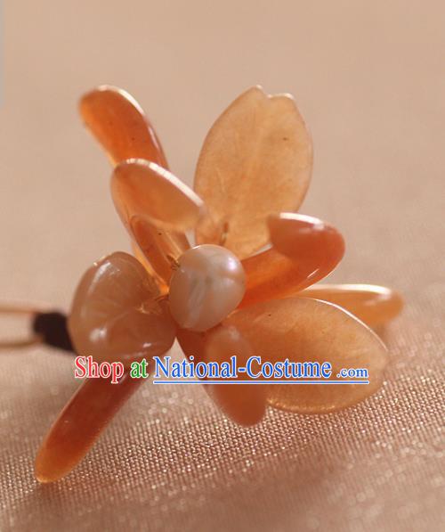 China Handmade Hair Accessories Traditional Song Dynasty Agate Orchid Hairpin Ancient Princess Hair Stick