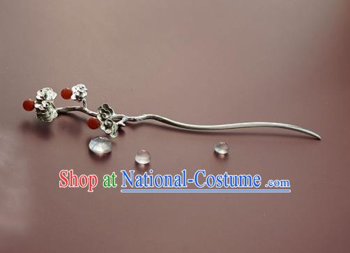 China Traditional Court Lady Agate Beads Hairpin Handmade Hair Accessories Song Dynasty Golden Hair Stick