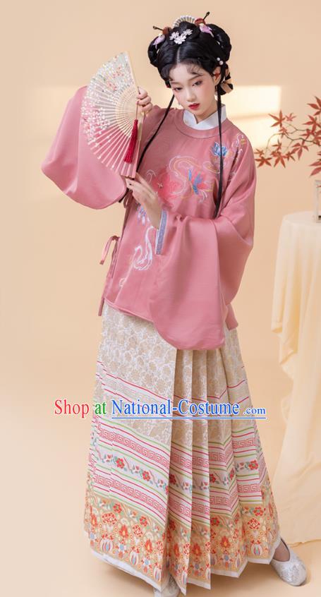 China Ancient Noble Beauty Embroidered Hanfu Clothing Traditional Ming Dynasty Palace Princess Historical Costumes