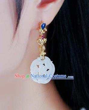 Handmade China National Ear Jewelry Accessories Traditional Cheongsam Jade Plum Earrings