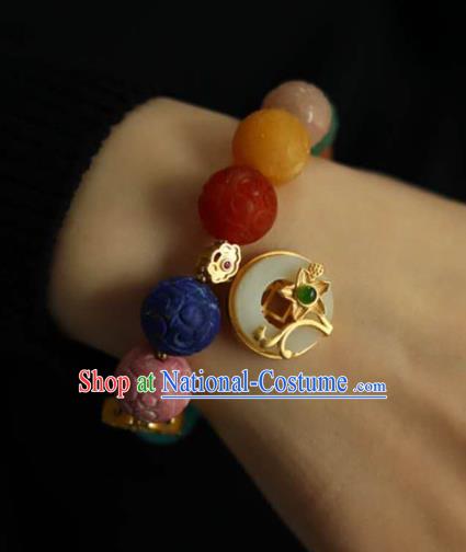 China Handmade Colorful Beads Bracelet Traditional Jewelry Accessories National Gems Bangle