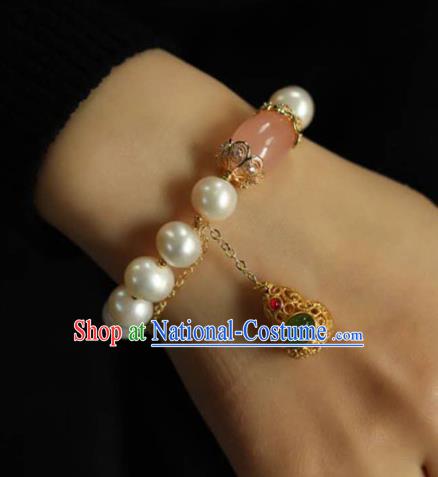 China Handmade Golden Gourd Tassel Bracelet Traditional Jewelry Accessories National Pearls Bangle