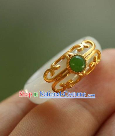 Chinese National Jade Finger Ring Jewelry Traditional Handmade Circlet Accessories