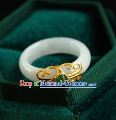 Chinese National Jade Finger Ring Jewelry Traditional Handmade Circlet Accessories