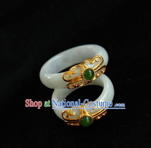 Chinese National Jade Finger Ring Jewelry Traditional Handmade Circlet Accessories