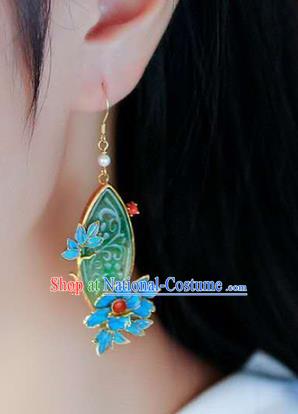 Handmade China Jadeite Earrings Jewelry Accessories Traditional Cheongsam Cloisonne Eardrop