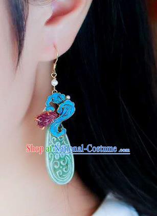 Handmade China Blue Cloud Earrings Jewelry Jade Accessories Traditional Cheongsam Garnet Eardrop