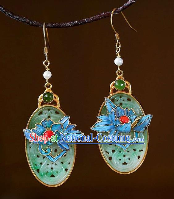 Handmade China Traditional Cheongsam Eardrop Jade Accessories Earrings Jewelry