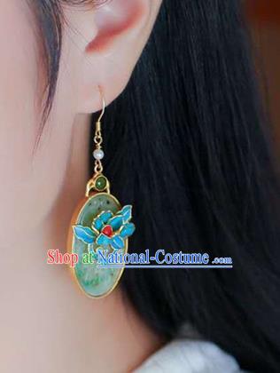 Handmade China Traditional Cheongsam Eardrop Jade Accessories Earrings Jewelry