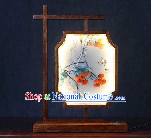 China National Rosewood Table Screen Traditional Embroidered Persimmon Lantern