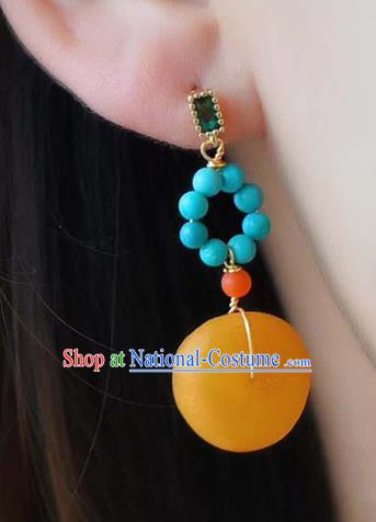 Handmade China National Jewelry Accessories Eardrop Traditional Cheongsam Beeswax Earrings