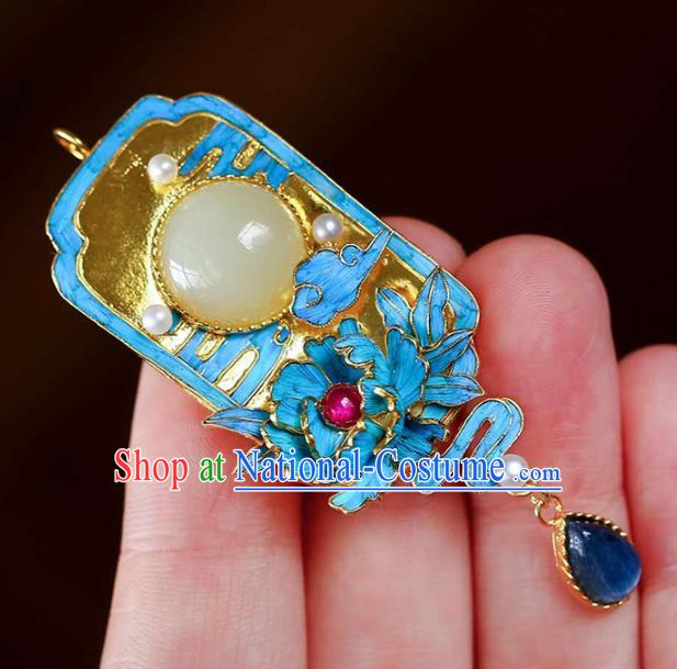 Chinese Classical Sapphire Necklace Handmade Jewelry Accessories National Jade Necklet Pendant