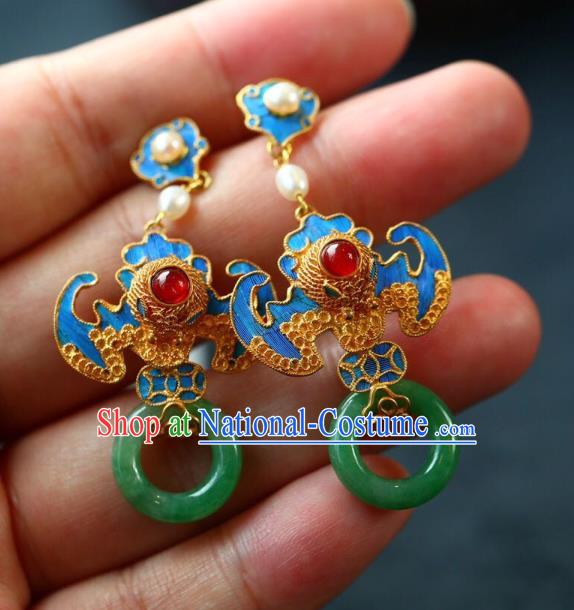 Handmade China Qing Dynasty Palace Lady Eardrop Traditional Jewelry Accessories National Jade Earrings