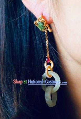 Handmade China Pearls Eardrop Accessories Traditional Jade Jewelry National Cheongsam Earrings