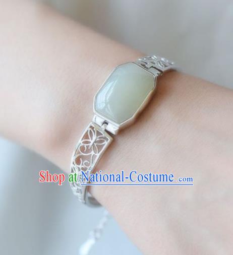 China Handmade Bracelet Traditional Jewelry Accessories National Silver Carving Bangle