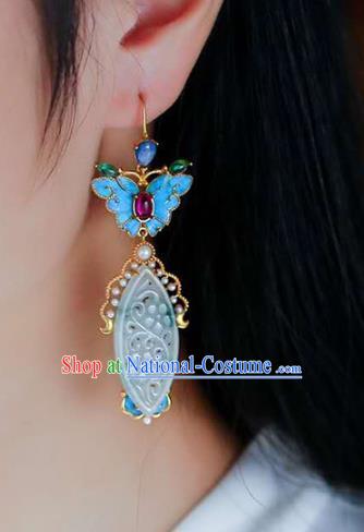 Handmade China Amethyst Butterfly Eardrop Accessories Traditional Jade Jewelry National Cheongsam Earrings