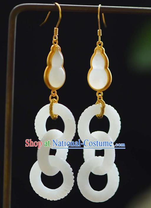 Handmade China Jade Accessories Gourd Earrings Jewelry Traditional Cheongsam Eardrop