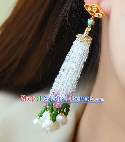 Handmade China Cheongsam Beads Tassel Eardrop Accessories National Earrings Traditional Jewelry