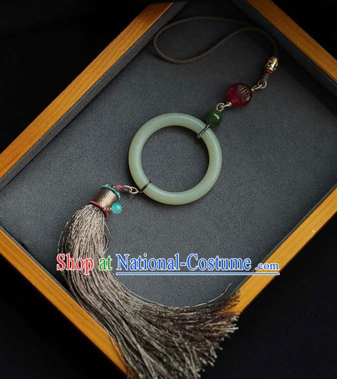 Chinese Classical Tassel Waist Accessories Handmade National Belt Jade Pendant