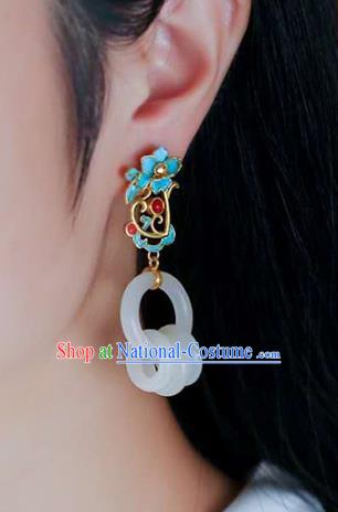 Handmade China Traditional Gems Eardrop Accessories National Cheongsam Jade Rings Earrings Jewelry