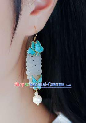 Handmade China National Cheongsam Earrings Jewelry Traditional Jade Eardrop Accessories