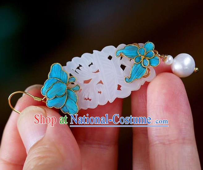 Handmade China National Cheongsam Earrings Jewelry Traditional Jade Eardrop Accessories