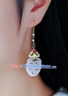 Handmade China Traditional Jade Butterfly Eardrop Accessories Cheongsam Earrings National Jewelry