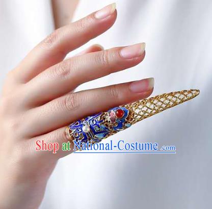 Chinese Ancient Court Cloisonne Jewelry Traditional Handmade Qing Dynasty Imperial Concubine Nail Wrap Accessories