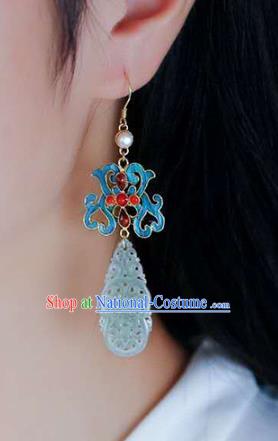 Handmade China Traditional Eardrop Cheongsam Jade Earrings National Jewelry Accessories