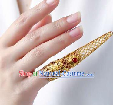 Chinese Ancient Court Jewelry Traditional Handmade Accessories Qing Dynasty Imperial Concubine Golden Nail Wrap