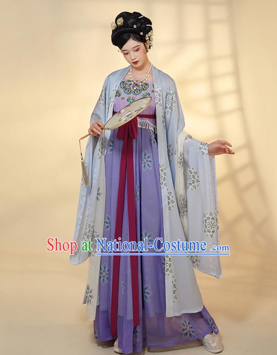 Traditional China Tang Dynasty Court Lady Historical Costumes Ancient Young Beauty Hanfu Dress