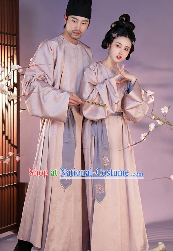 Traditional China Tang Dynasty Historical Costumes Ancient Swordsman Pink Robe for Women for Men