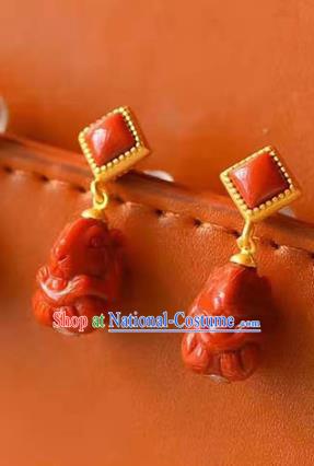 Handmade China National Earrings Traditional Jewelry Accessories Cheongsam Agate Eardrop