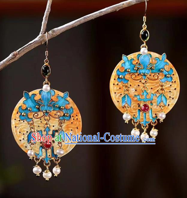 Handmade China Cheongsam Eardrop Traditional Jewelry Accessories National Jade Earrings