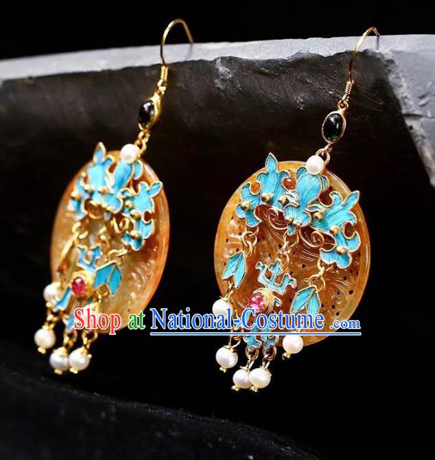 Handmade China Cheongsam Eardrop Traditional Jewelry Accessories National Jade Earrings